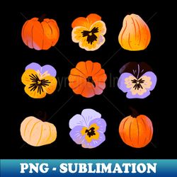 Pumpkins and Pansies - Artistic Sublimation Digital File