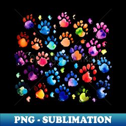 Multicolor Cat Paw Prints - Instant PNG Sublimation Download