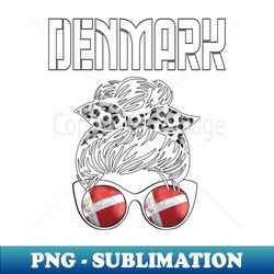 Denmark Football Messy Bun - Instant Sublimation Digital Download