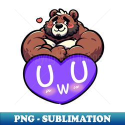 Blushing UwU Furry Anthro Bear Heart - Exclusive PNG Sublimation Download