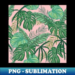 Tropical leaves on pink - Modern Sublimation PNG File