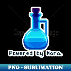 blue potion bottle - powered by mana