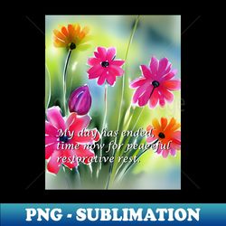 Mantra for peaceful sleep watercolor flower motif - Trendy Sublimation Digital Download