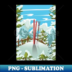Cartoon ski landscape - Professional Sublimation Digital Download