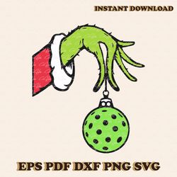 Funny Christmas Pickleball Grinch Hand SVG