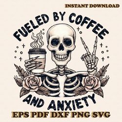 Funny Coffee Anxiety Sublimation PNG