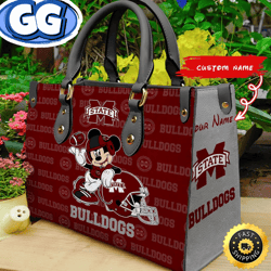 Custom Name Ncaa Mississippi State Bulldogs Mickey Leather Bag