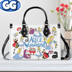 Alice In Wonderland Premium Leather Bag,Alice In Wonderland Lovers Handbag,Alice Women Bags And Purses,Custom Leather Ba