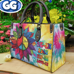 Custom Hippie Sunflower Leather Bag, Sunflower Handbag, Tote Bag, Leather Tote For Women Leather handBag, BAG