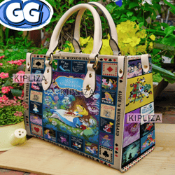 Alice in Wonderland Handbag, Alice in Wonderland Leather Bag, Shoulder Bag, Crossbody Bag, Top Handle Bag
