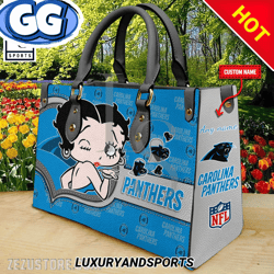 Carolina Panthers NFL Betty Boop Leather Handbag