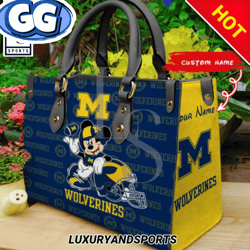 Michigan Wolverines Mickey Women Leather Handbag