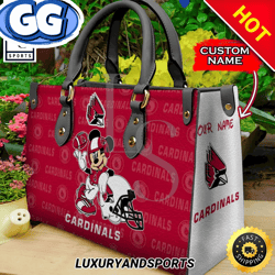 NCAA Ball State Cardinals Mickey Custom Name Leather Bag