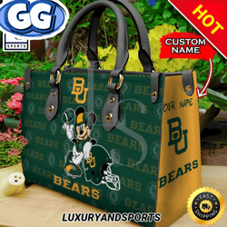 NCAA Baylor Bears Mickey Custom Name Leather Bag