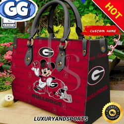 NCAA Georgia Bulldogs Mickey Custom Name Leather Bag