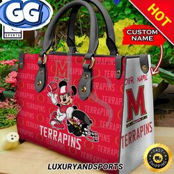 NCAA Maryland Terrapins Mickey Custom Name Leather Bag