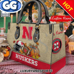 Nebraska Cornhuskers Autumn Women Leather Handbag