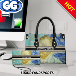 Starry Night Blossm Van Gogh Personalized Leather Bag