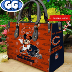 Chicago Bears Mickey Leather Bag Custom Name Women Bag