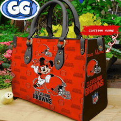Cleveland Browns Mickey Leather Bag Custom Name Women Bag