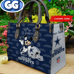 Dallas Cowboys Mickey Leather Bag Custom Name Women Bag, 3