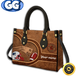 New England Patriots-Custom Name NFL Leather Bag, 315