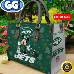 New York Jets NFL Minnie Halloween Women Leather Hand Bag, 333