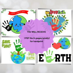 Earth Day Handprint Craft Set, Earth Day Celebration Printable, Preschool Homeschool, Love Earth, Happy Earth Day, pdf