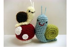 Crochet Snails and Mushrooms Pattern Set