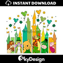 Pooh Bear St Patricks Day Lucky Magical Castle PNG