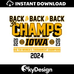 3x Champs Iowa Big Ten Womens Tournament Champions SVG