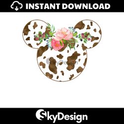 Disney Mouse Head Floral Mickey PNG