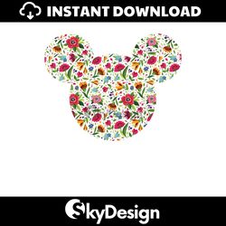 Floral Mouse Ear Disney Mickey PNG