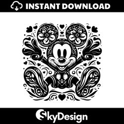 Floral Mickey Mouse Cartoon Character SVG