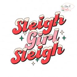 Funny Sleigh Girl Sleigh Snow SVG
