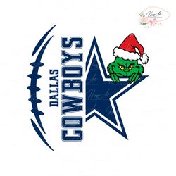 Grinch Hiding Behind Dallas Cowboys Logo SVG