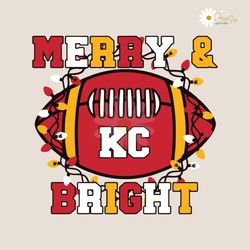 Merry And Bright KC Football Svg