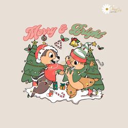 Retro Double Trouble Chip and Dale Merry and Bright PNG