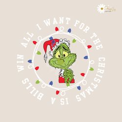 Funny Grinch All I Want For The Christmas Is A Bills Win Svg