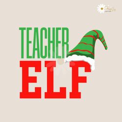 vintage teacher elf christmas hat svg