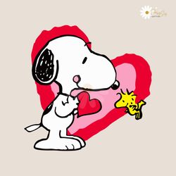 Snoopy Woodstock Heart Valentine Couple SVG