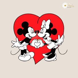 Valentine Mickey and Minnie Red Heart SVG