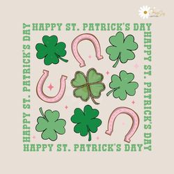 Retro Happy St Patricks Shamrocks SVG