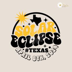 Retro Solar Eclipse Texas April 2024 SVG