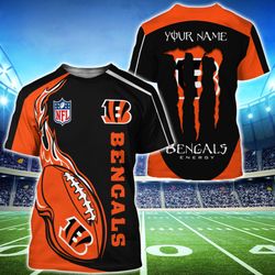 Monster Energy Cincinnati Bengals T Shirts Men Custom Name
