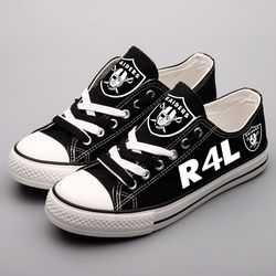 oakland raiders limited print  football fans low top canvas shoes sport sneakers t-df49h