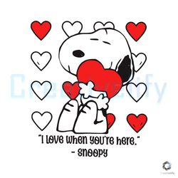 Love You When You Are Here SVG Snoopy Heart File