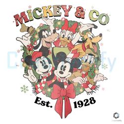 Mickey And Co Xmas Est 1928 PNG Christmas Wreath File