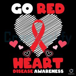 Retro Go Red Heart SVG Disease Awareness File Download