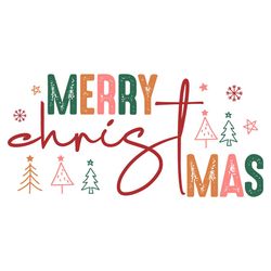 Retro Merry Christmas Trees SVG File Digital Download